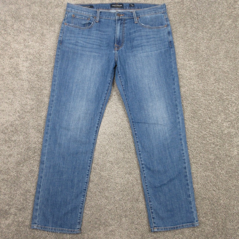 Lucky Brand Jeans Mens 36x30 Blue 221 Straight Faded Stretch Zip Fly Denim Pants